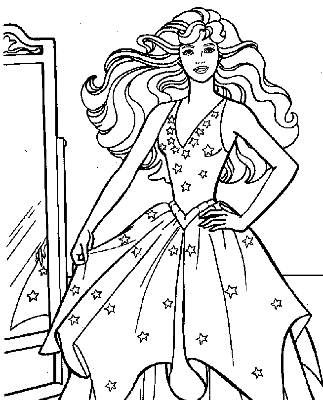 Barbie desenho para pintar - Lápis Amarelo - Desenhos para Colorir